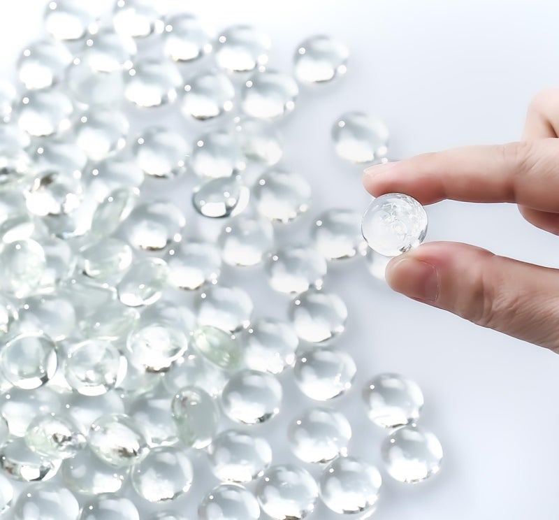 CYS EXCEL 5 LBS Clear Glass Beads for Vases Flat Marble Gemstone Beads Vase Fillers Aquarium Decor Rocks Floral Centerpieces Stones Mosaic Pebbles - Image 4